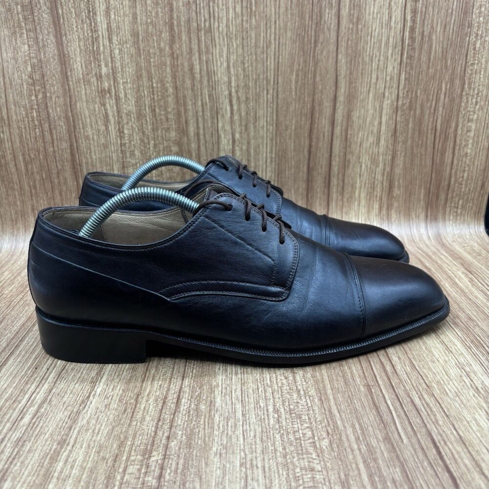 BALLY ROGERS CAP TOE MEN DRESS SHOES BROWN LEATHER OXFORD LACE‎ UP US 11.5 D